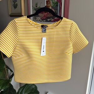 Yellow White Striped Boxy Crop Top Short Sleeve Tee Medium – Aqua Bloomingdale’s